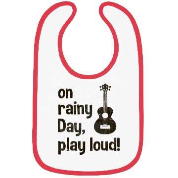 Discover Ukulele: on rainy day, play loud! black Bibs