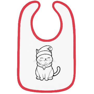 Discover Christmas Coloring Page Cute Cat with Winter Hat Bibs