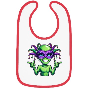 Discover Mardi Gras Alien Cartoon Veggie Fun Bibs
