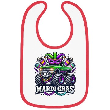 Discover Mardi Gras Monster Truck Design Bibs