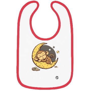 Discover Cute Sleepy Monkey on the Moon Bibs