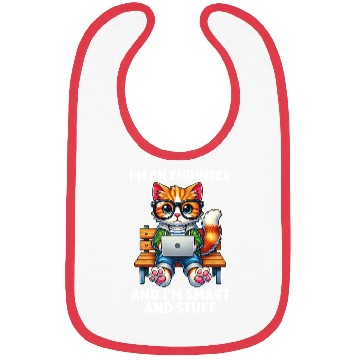 Discover Funny Cat Developer I'm An Engineer And I'm Smart Bibs
