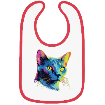 Discover Cat Watercolor Colorful Russian Blue Bibs