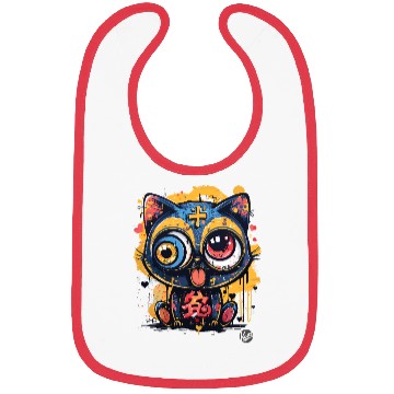 Discover Psycho Lucky Cat – Glitch Meow Madness Bibs
