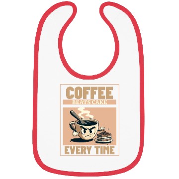Discover Coffee Beats Cake – Funny Coffee Lover Design Bibs