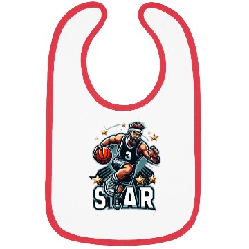 Discover Basketball Star Dribbling Illustration Bibs