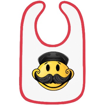 Discover Happy face with mustache Bibs
