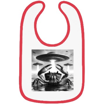 Discover Crab Marine Funny Graphic Selfie with UFOs Weird A Bibs