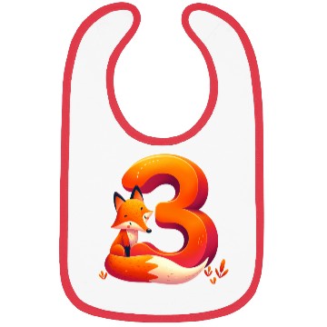 Discover Creative Fox and Number 3 Kids Design Bibs