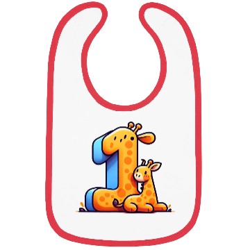 Discover Cheerful Giraffe with Number 1 Design Bibs