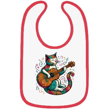 Discover Cat Playing Guitar Bibs