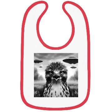 Discover Hawk falcon Funny Graphic Selfie with UFOs Weird Bibs