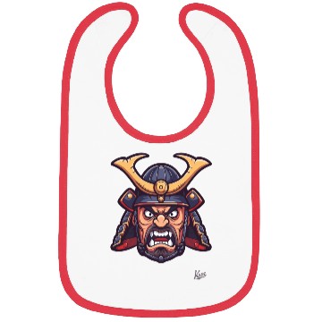 Discover Angry Samurai Warrior Head Illustration Bibs
