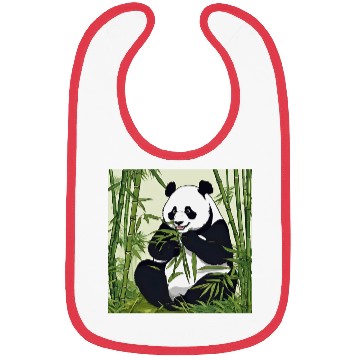 Discover Chill Panda Eating Bamboo Cute Relaxed Design Bibs
