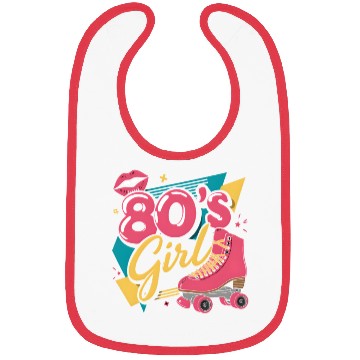 Discover Retro 80's Girl Roller Skate Art Bibs