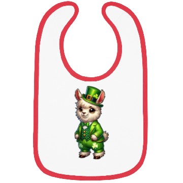 Discover Cute St. Patrick's Day Llama Cartoon Bibs