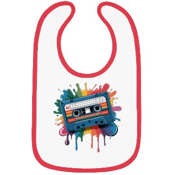 Discover 80s Retro Cassette Splash Classic Cassette Tape Bibs