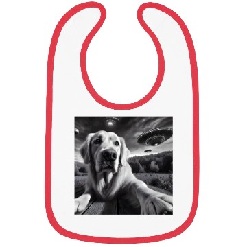 Discover Golden Retriever Funny Graphic Selfie with UFOs We Bibs