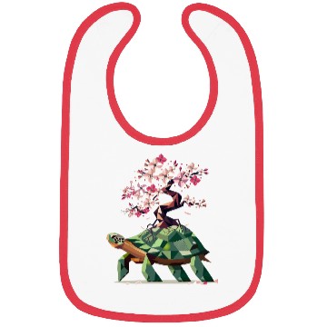 Discover Turtle with blooming cherry blossom bonsai Bibs