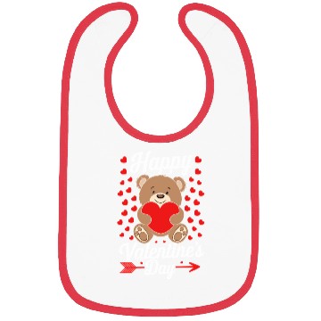Discover Funny Teddy Bear Holding Heart Love Happy Valentin Bibs