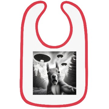 Discover Squirrel Sci-Fi Funny Graphic Selfie with UFOs Wei Bibs