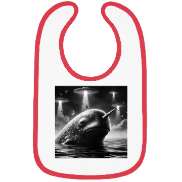 Discover Narwhal Funny Graphic Selfie with UFOs Weird Alien Bibs