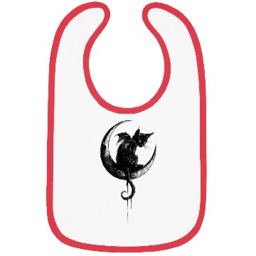 Discover Cat With Bat Wings Sitting On Crescent Moon Goth Bibs