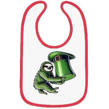 Discover St. Patrick's Day Sloth Top Hat Green Bibs