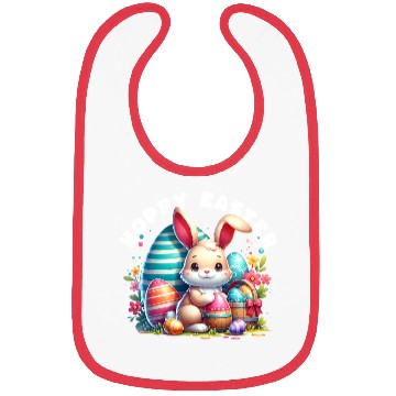 Discover Hoppy Easter Kawaii Bunny Face Happy Easter Bibs