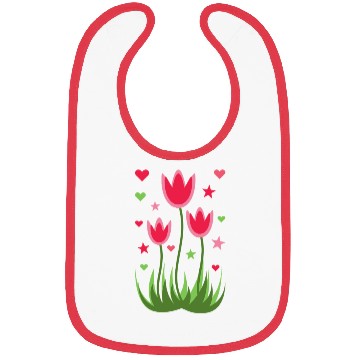 Discover Flowers With Hearts And Stars Bibs