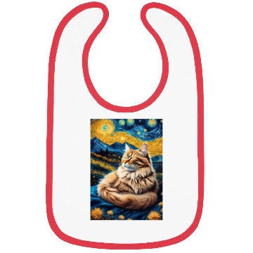 Discover Cat painting red black cat Bibs