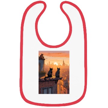 Discover Cat painting red black cat Bibs