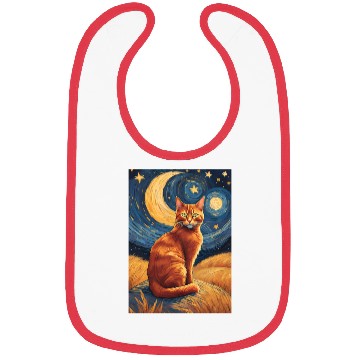 Discover Cat painting red black cat Bibs