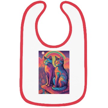 Discover Cat painting red black cat Bibs