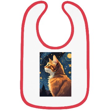 Discover Cat painting red black cat Bibs
