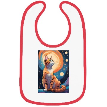 Discover Cat painting red black cat Bibs