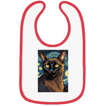 Discover Cat painting red black cat Bibs