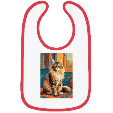 Discover Cat painting red black cat Maine Bibs