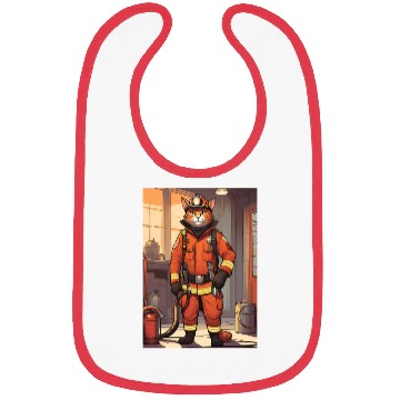 Discover Cat painting red black cat Firefighter Cat Bibs