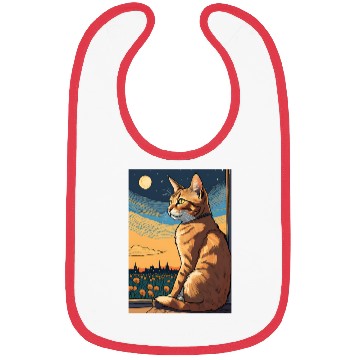 Discover Cat painting red black cat Bibs