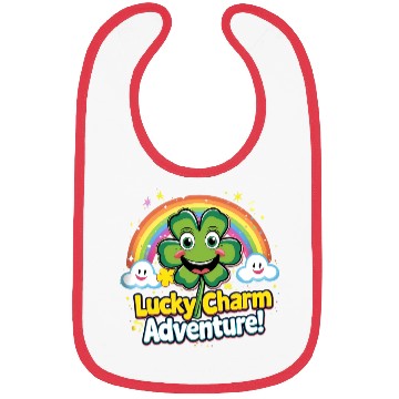 Discover Cheerful Lucky Clover and Rainbow Sparkles Scene Bibs