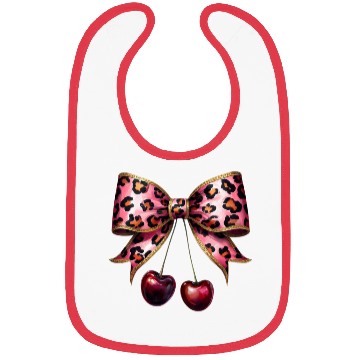 Discover Leopard stylish Print Bow with Cherries Bibs