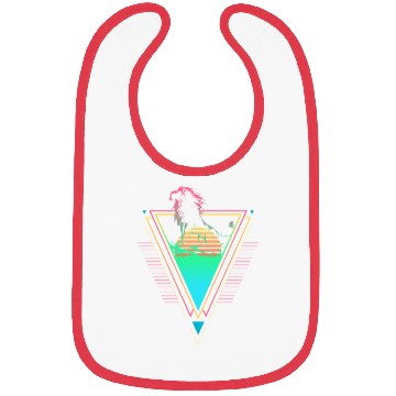 Discover Lion Vaporwave Synthwave 90s 80s Sunset Bibs
