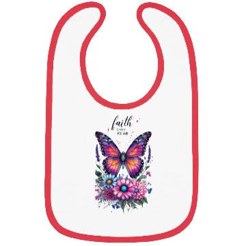 Discover Butterfly with Flowers Art Faith Over Fear Bibs