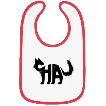Discover Creative Cat Silhouette with "CHA" Typography Bibs