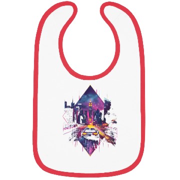Discover Retro Car Vaporwave City Synthwave 80s 90s Bibs