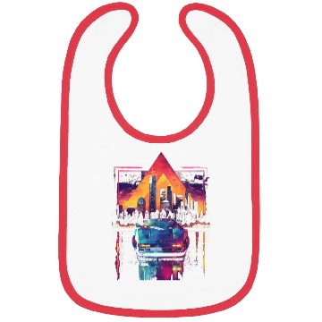 Discover 80s 90s Car City Synthwave Vaporwave Retro Bibs