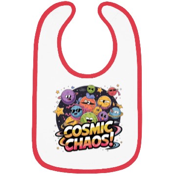 Discover Chaotic Cartoonish Galaxy with Whimsical Character Bibs