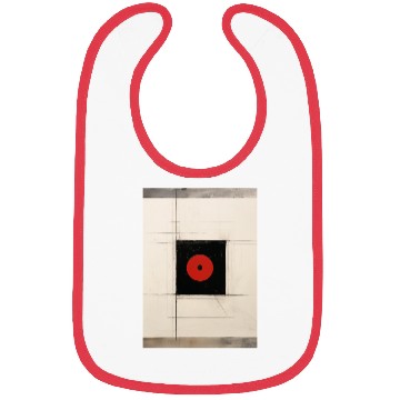 Discover Red circle in a black square. Modern art Bibs