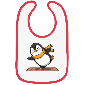 Discover Cute Penguin Doing Yoga with Yellow Scarf Bibs